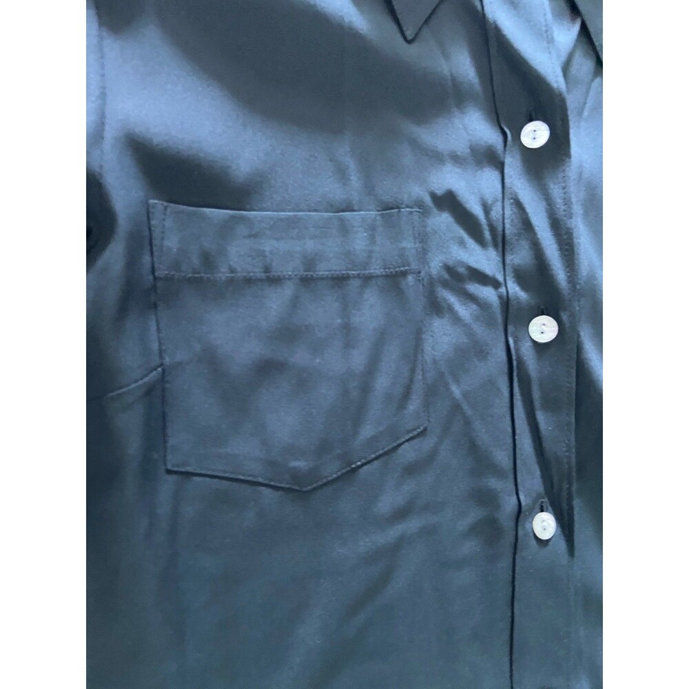 Vintage Y2K Express Silk Button Down Shirt Size 7/8 Black Fitted Office Siren - Picture 2 of 11